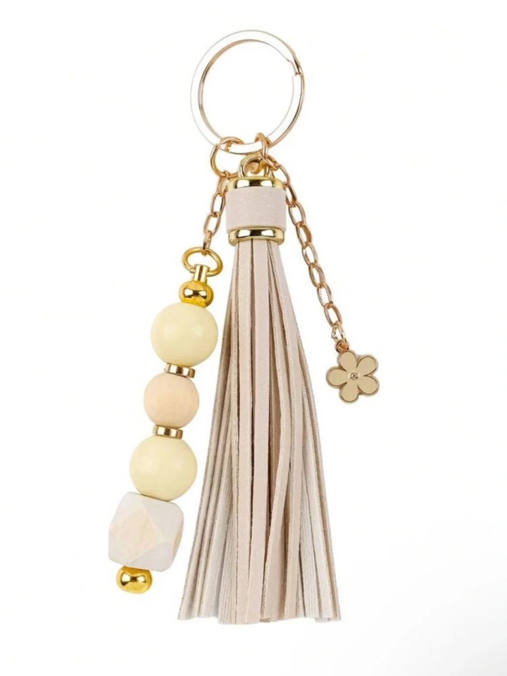 2/$30 Tassel Bead Keychain Charm ( purple and cream your pick )